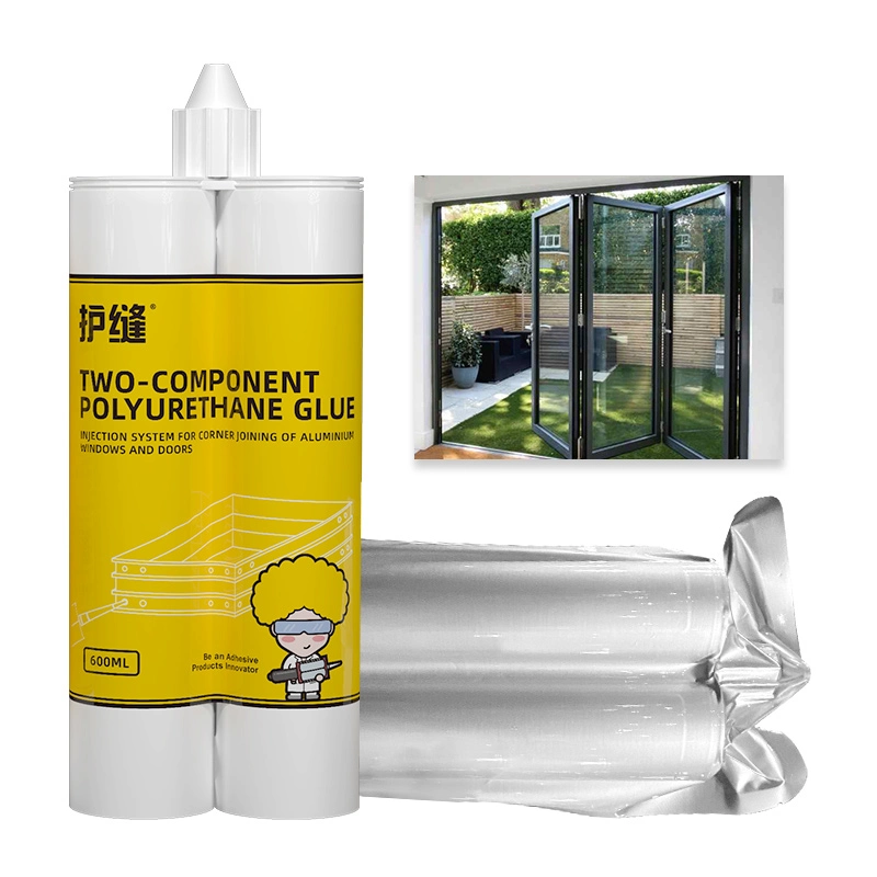 Piezas de doble tubo 600 ml de sellado de poliuretano blanco pegamento adhesivo para puerta y ventana de aluminio