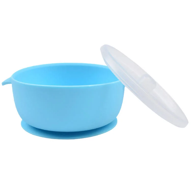 Customized Food Grade Silidone Baby Bowl with Lid Simplicity Candy Color Strong Suction 250ml Toddler Baby Feeding Bowl