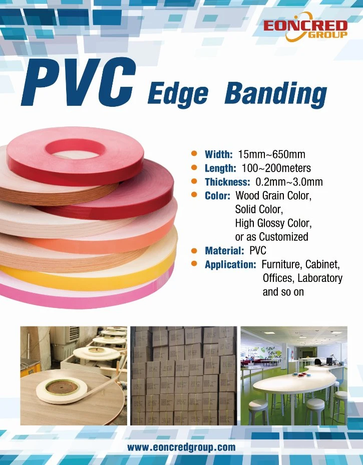 0.4 -3mm High Gloss / Embossing / Wood Grain / Solid Color / Texture and Other Color PVC Edge Sealing Banding