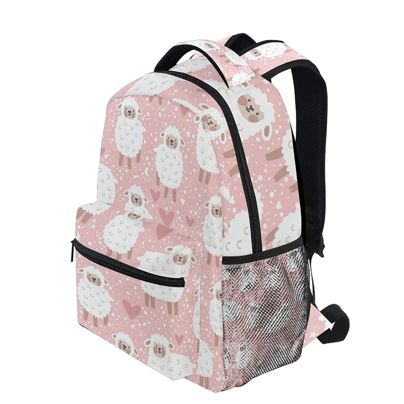 Los niños Mochila Mochila escolar personalizada portátil bolsas de viaje para los Niños Los Niños Niñas corderos ovejas Lunares Rosa Corazón