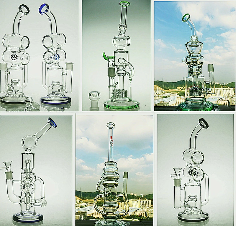 China Manufacturer Double Recycler Tobacco Glass Smoking Water Pipe