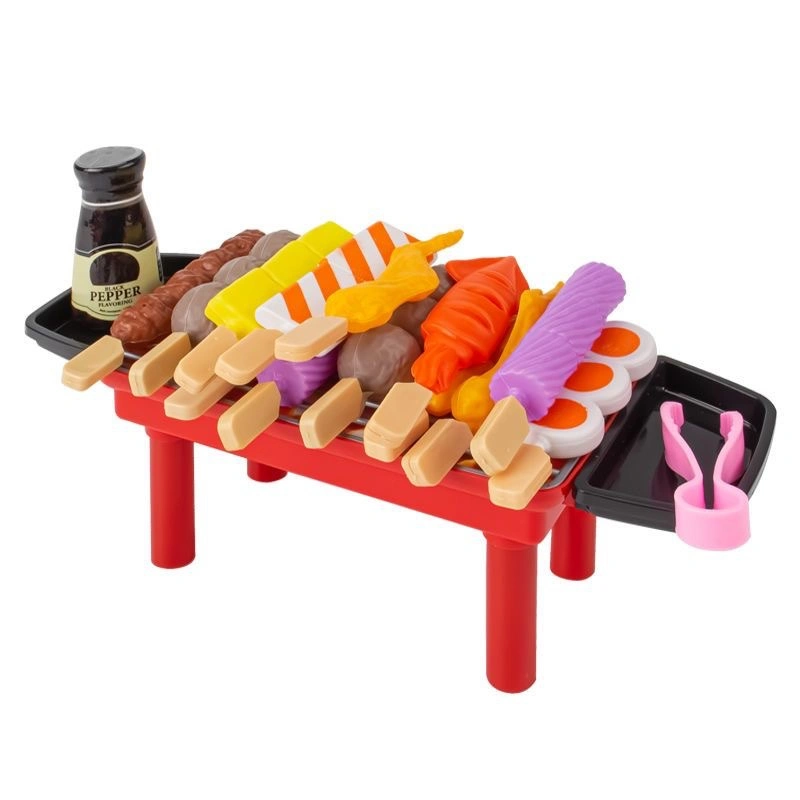 Children's Barbecue Toy Boys and Girls Cooking Kitchen Barbecue Skewers Burger Fries Ice Cream Simulation Food