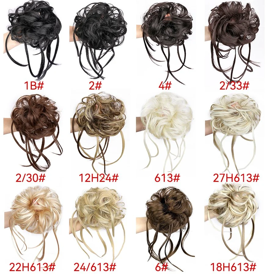 Wholesale Heat Resistant Hairpieces Rubber Band Curly Hair Donuts Extensions Chignon Hair Bun for Women