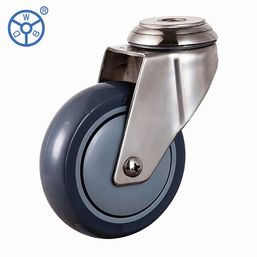 Wbd Industrial Ball Bearing Swivel 3 4 5 Inch Stainless Steel Medium Duty Caster Gray PU Wheels