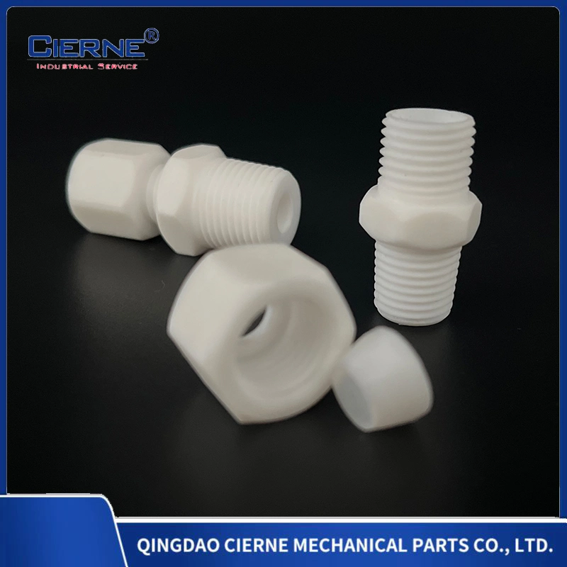 PTFE Pipe Connector Ring Joint Tee Straight Single Opening White Flanged Square Connector