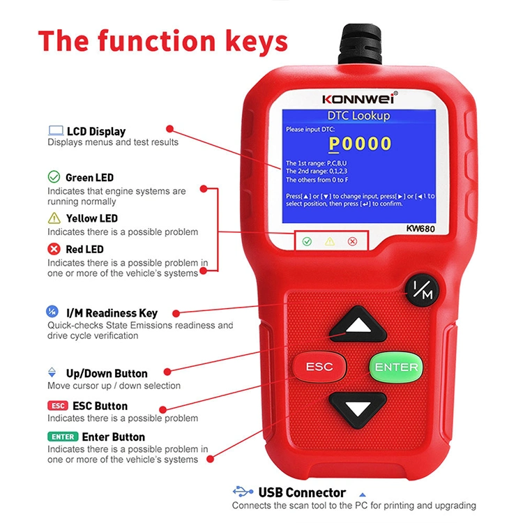 Intuitive Digitale Anzeige Original Auto Diagnostic Device Kw680