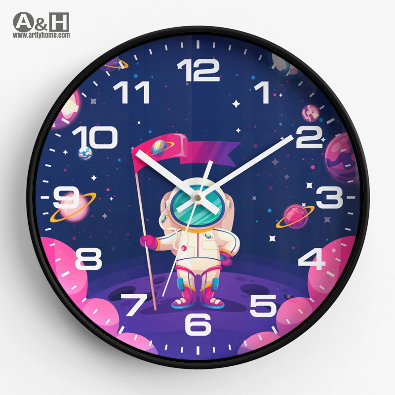 Horloge murale en plastique pour la maison, la chambre des enfants, le salon, avec une décoration de dessin animé.