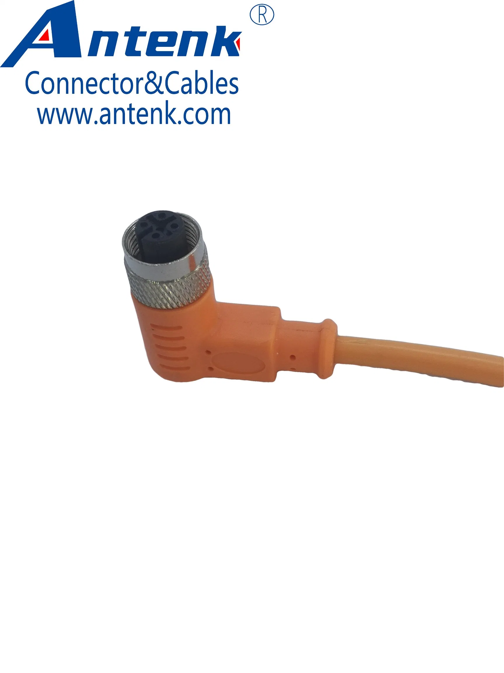 M12 conector de enchufe de aviación de sensor de cabeza redonda con cable naranja Conector resistente al agua