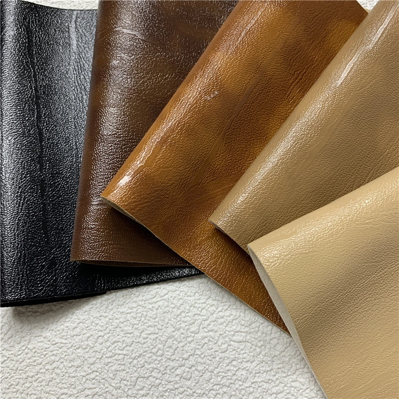 New Arrival PVC Leather for Sofa Shinny Soft Chair Leather Rexine PVC Artifical Leather with Woven Backing 0.7mm Two Tone