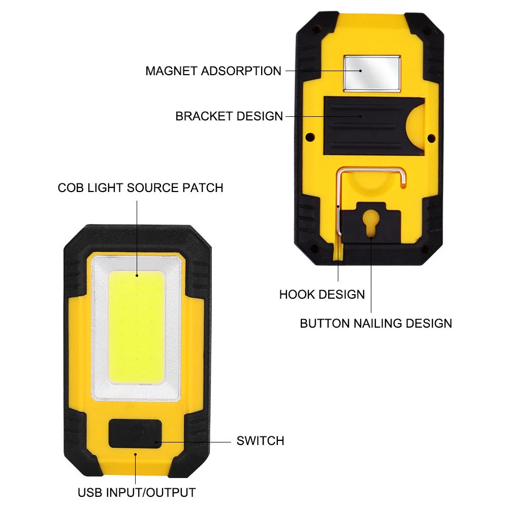 Work Zone USB Rechargeable Light Magnetic Worklamp Hook Bracket Lamp