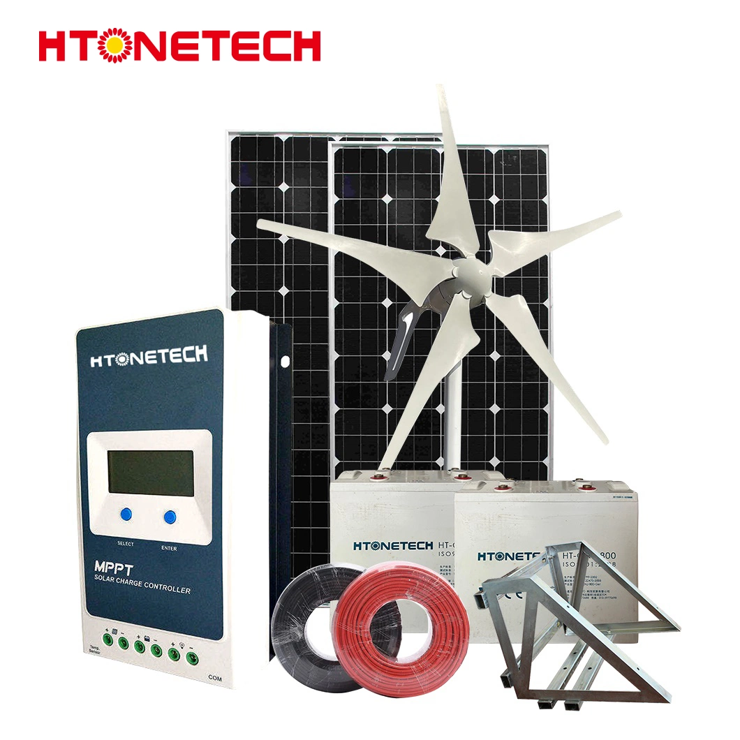 Htonetech Dobrável e painel solar constituídos 320W Stand Alone Sistema Solar China Casa Completa a solar e eólica Sistemas com 110 Volts Turbina Eólica