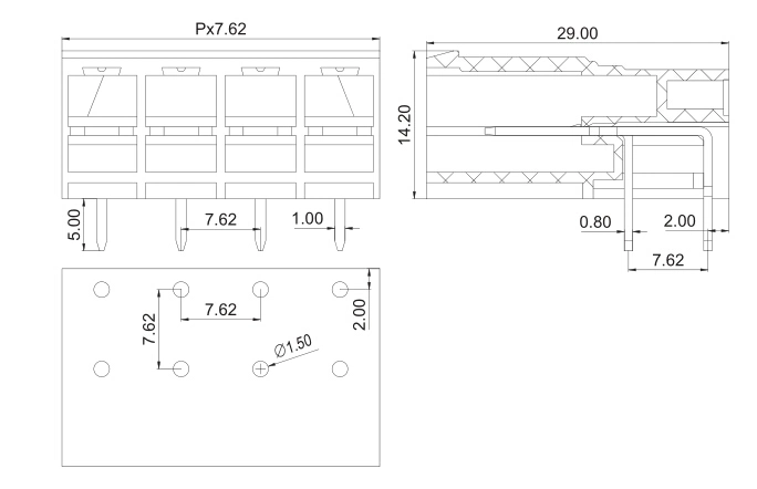 Big Current 7.62mm Pitch Plugable Electric Connector Terminal Blocks