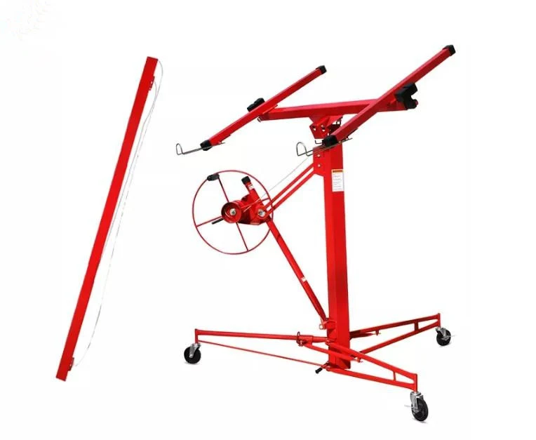 Élévateur à paroi sèche portable SHEETROCK Lift de 11 PI à panneau roulant Outils de construction de cric avec roulette verrouillable réglable à bras télescopique Roue