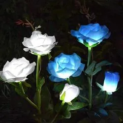 New Product Garden Solar Light/Lily/Rose Flower Style 3 LED Outdoor Decoration Solar Flower Lamp