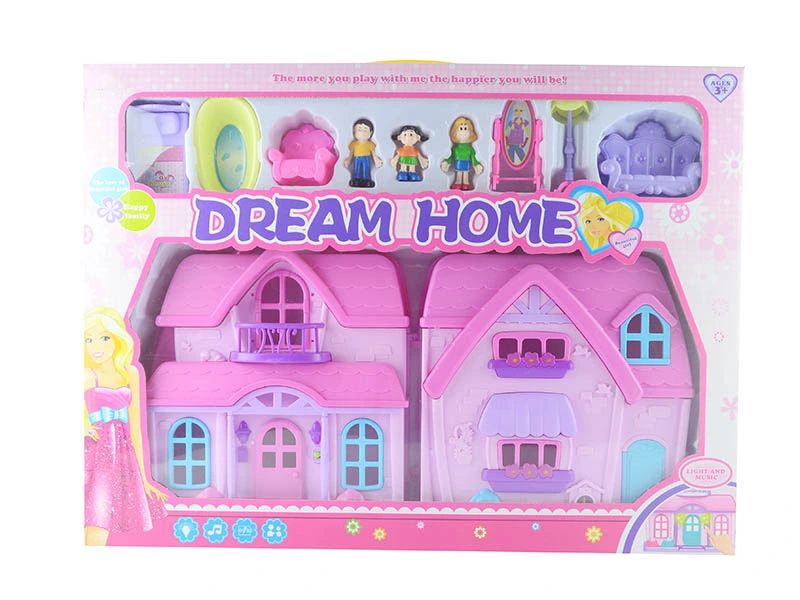 Pretend Play Happy Family Toy Set Kids House Toy with Furniture with Light and Music