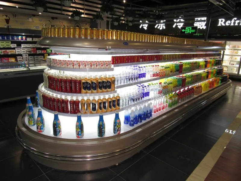 OEM Supermarket Commercial Retail Display Semi-Vertical Round Island