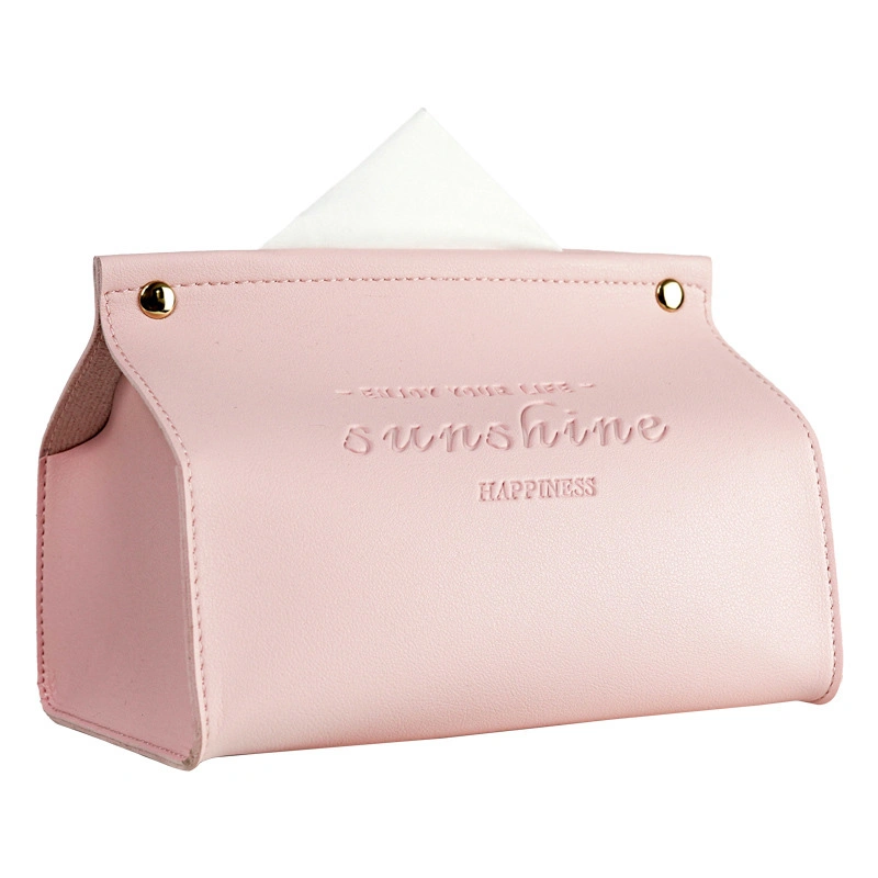 Home Solid Color Rectangular Soft PU Leather Napkin Box Customizable Pattern