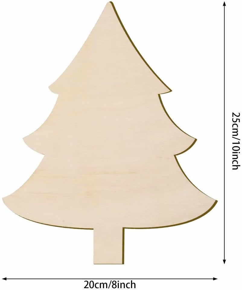 Wooden/Wood Christmas Tree for Kids Painting Cutout Ornaments X'mas Blank Craft