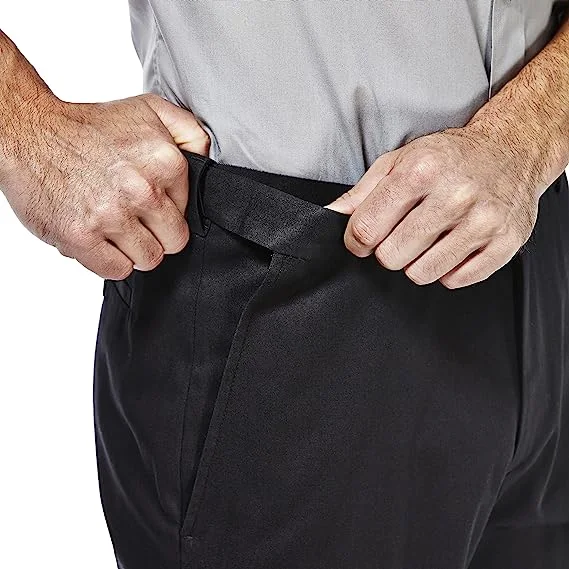 Pantalón de corte clásico de corte clásico sin planchado para hombre cintura extensible plana Frontal de la puerta