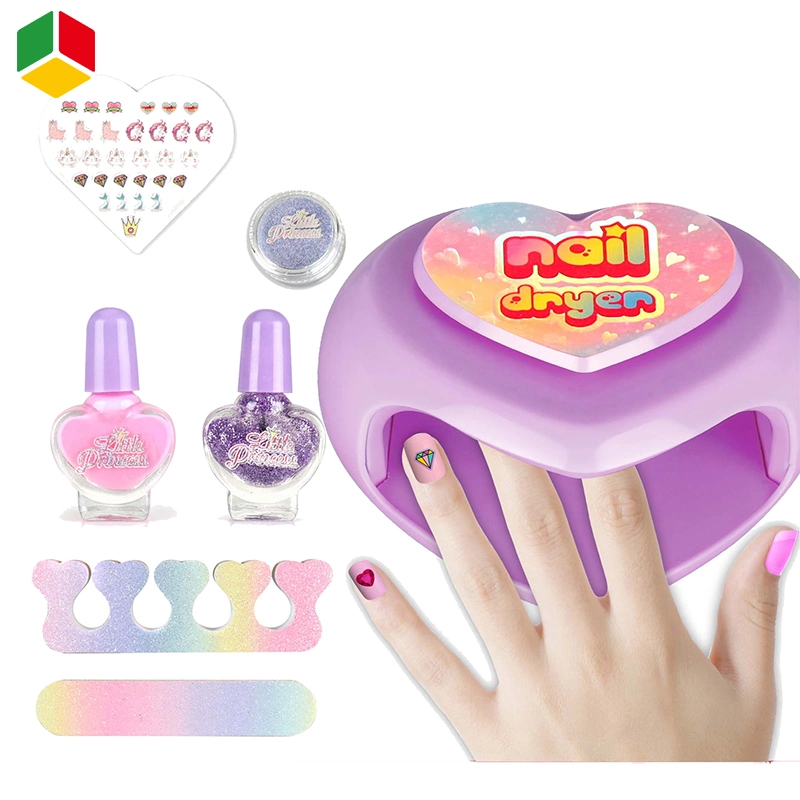 QS Children's' Fashion Creative Nail Polish Set Toys Make up Girls Cosmetics Toys Princess Pretend Play Makeup Nail Dryer Nail Art Beauty Set Toys for Girls