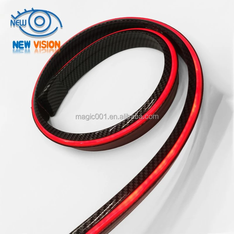 12V 120cm Car LED Decoration Carbon Fiber Pattern Tail Box Light Strip, Brake Tail Light, Streamer Tail Lights Red Color