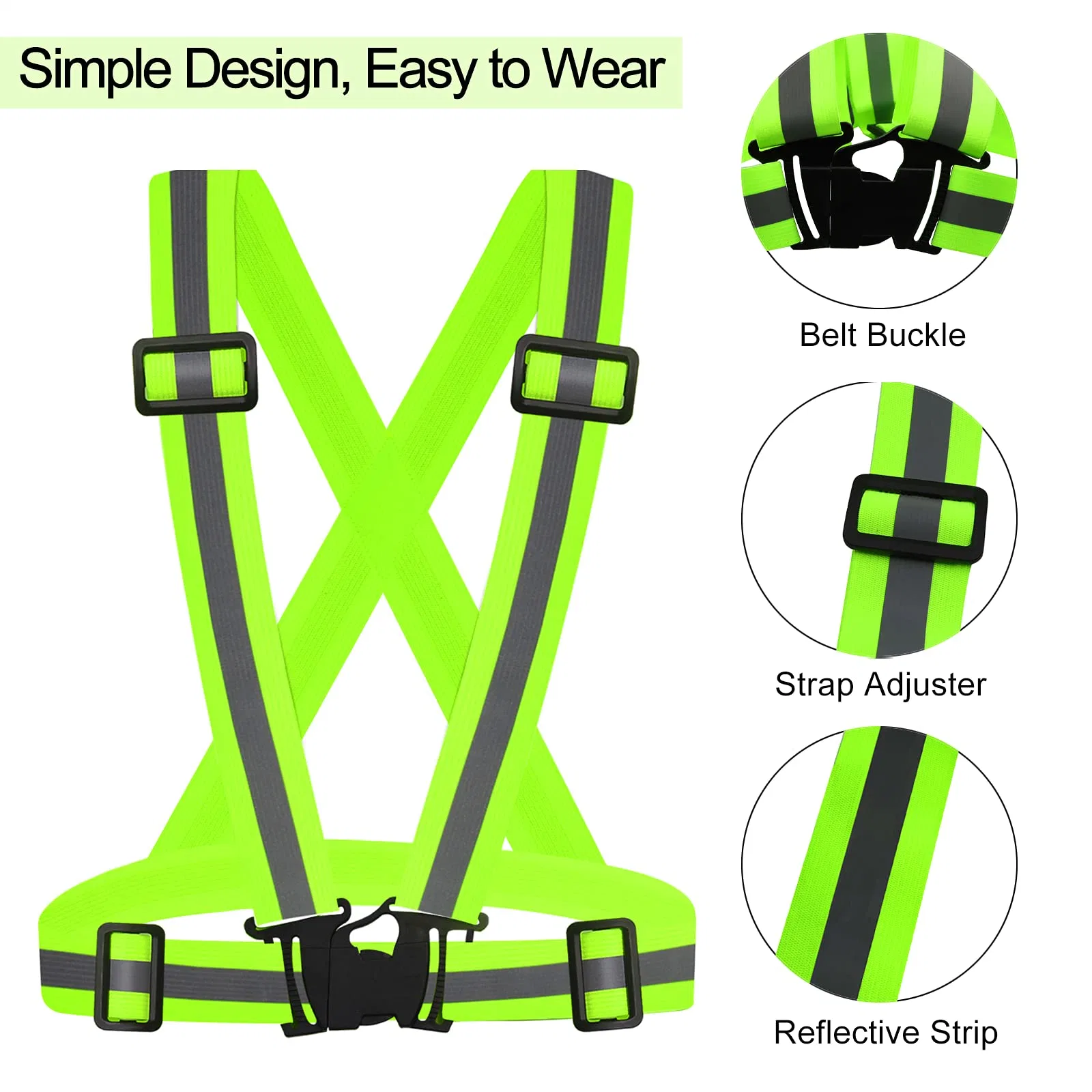 Running Reflective Vest Gear 2 Pack, Adjustable Safety Ves High Visibility Reflective Belt for Night Running, Outdoor Cycling, Motorcycle, Dog Walking, Jogging