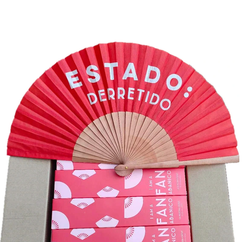 Wooden Fan Customs Fabric Hand Folding Handheld Craft Fan Decoration Gift Fan for Women Promotion Gift