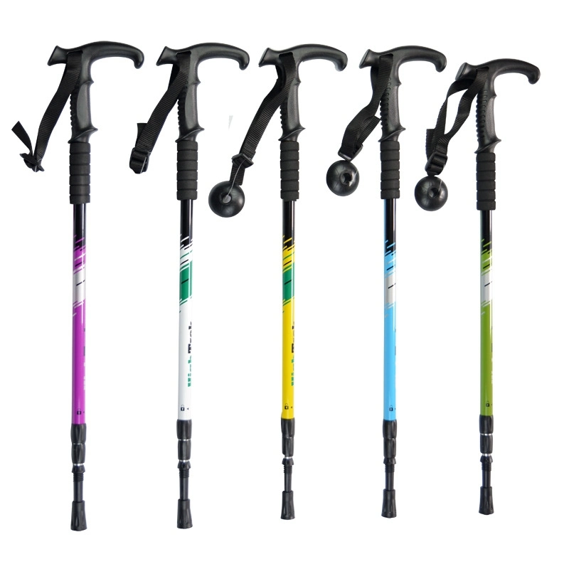 135cm Safety Lock T Handle 3 Section Aluminium Hiking Trekking Poles Folding Walking Stick