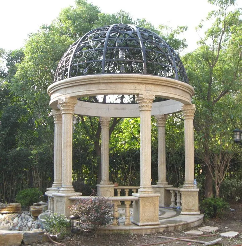 El jardín Glorieta de mármol naturales con el apoyo de la estatua figura femenina