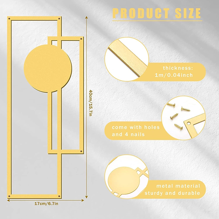 Jh-Mech Elegante Rechteckige Metall Wandkunst Gerahmte Dekorative Spiegel Gold