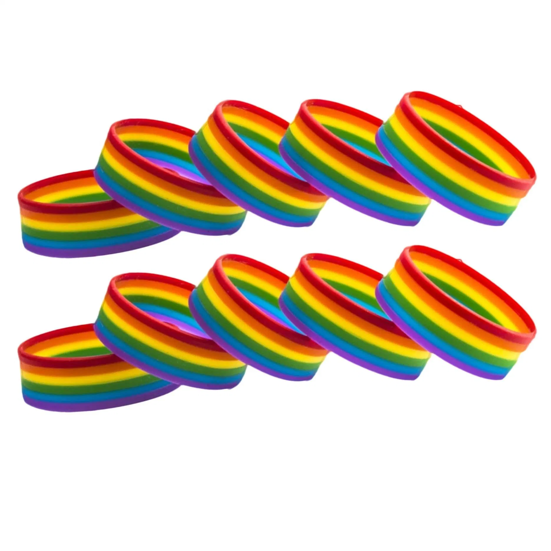 Custom Silicone Rainbow Bracelets Make Your Own Rubber Wristbands with Message or Logo High quality/High cost performance Personalized Wristband