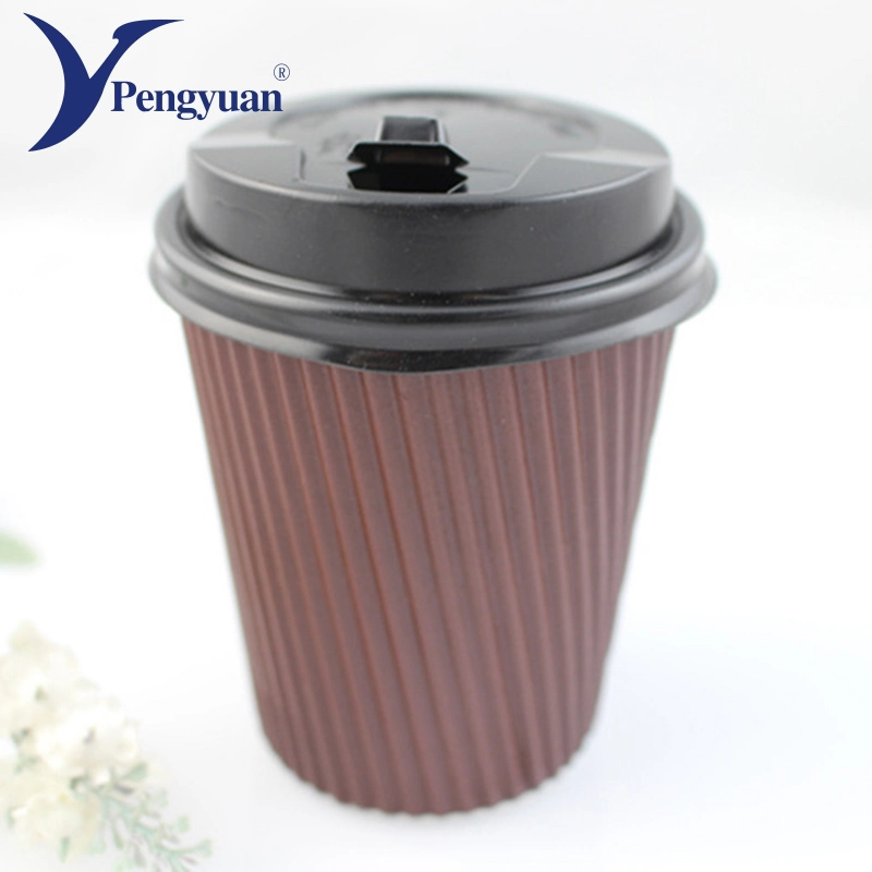 Wholesale/Supplier Colorful Promotional Ripple Wall Paper Cups with Lids