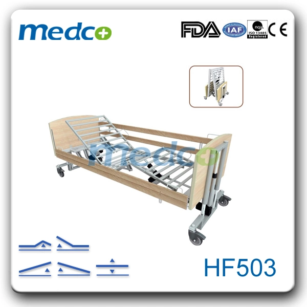 Hf501 de bonne qualité cinq fonctions d'approvisionnement médical électrique pliant lit de soins à domicile