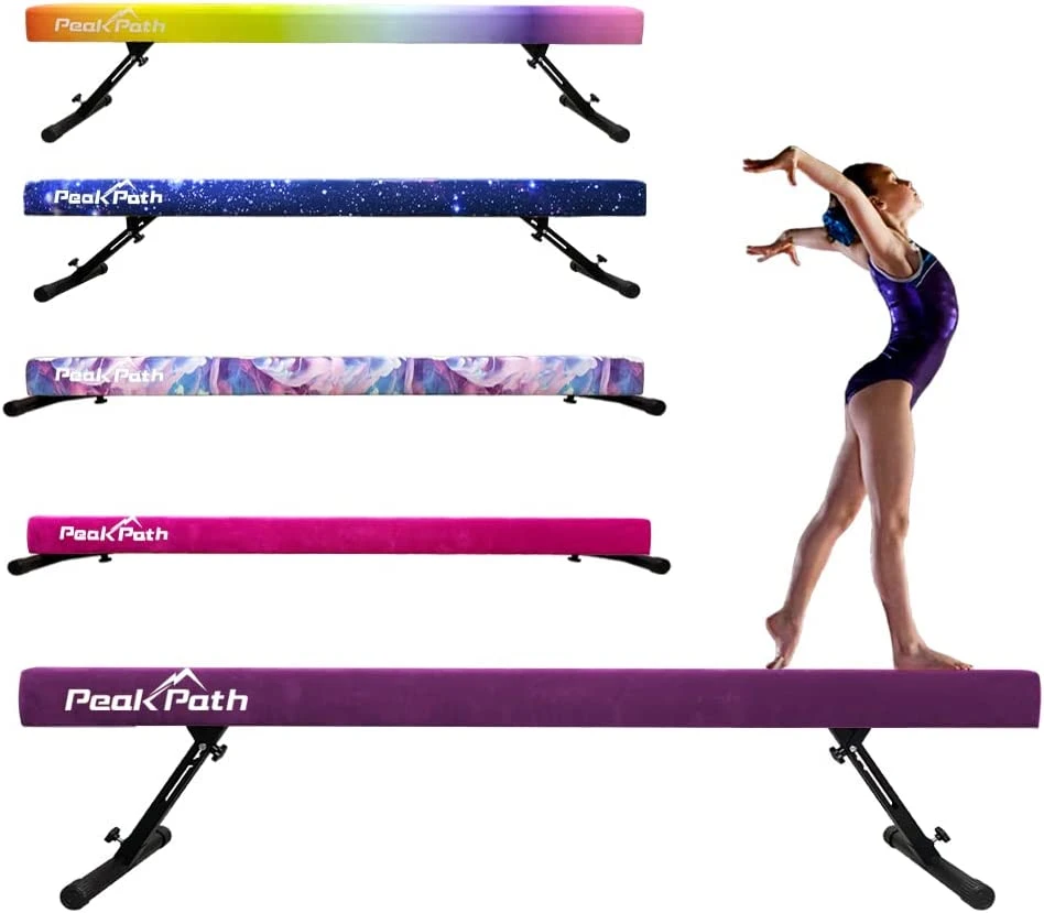 8FT Adjustable&Foldable Gymnastics Balance Beam, Home Gym Equipment, Easy Assembling and Storage, No Tool Require, for Kids Children Girls Training