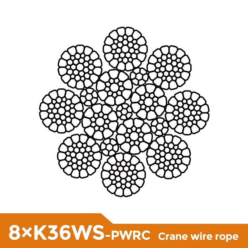 8*26 8*K26 8*K36 Iwrc Pwrc Crawler Crane Luffing Wire Rope 8X26 8xk26 8xk36 Ws Steel Cable ISO2408