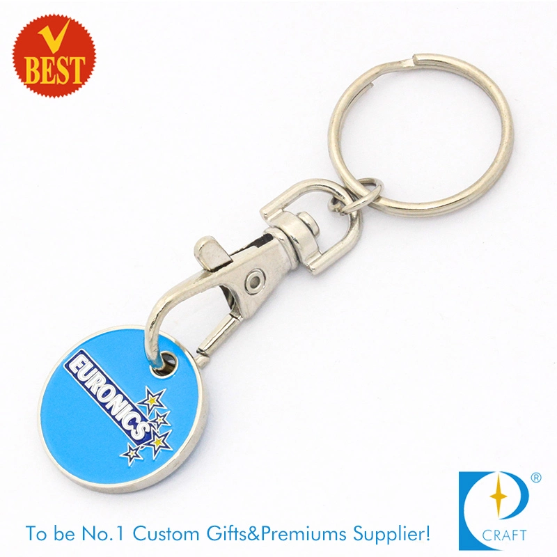 Custom Printed Sticker Metal Enamel Trolley Token Coin Keychain for Supermarket Shopping (KD-284)