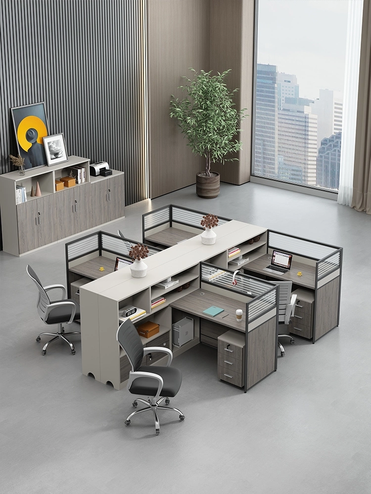 Un design moderne Meubles commerciaux ordinateur Partitions de Workstation 6 personne le personnel du bureau Bureau Table