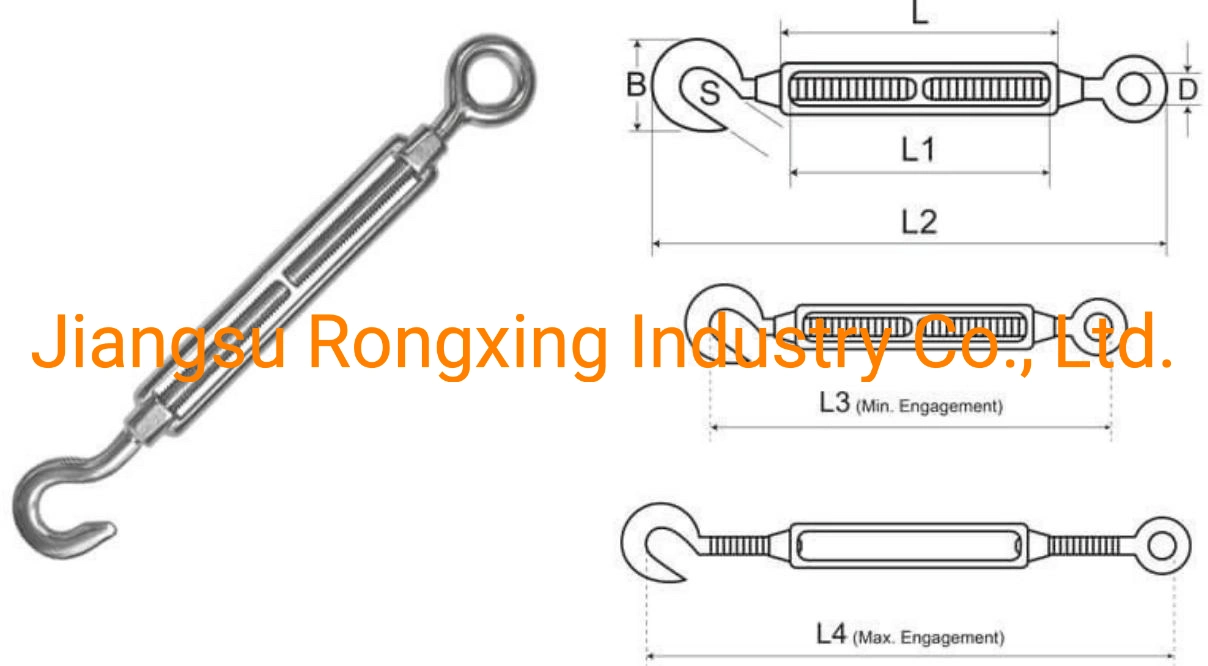 4mm Open Body Turnbuckle - Hook and Eye