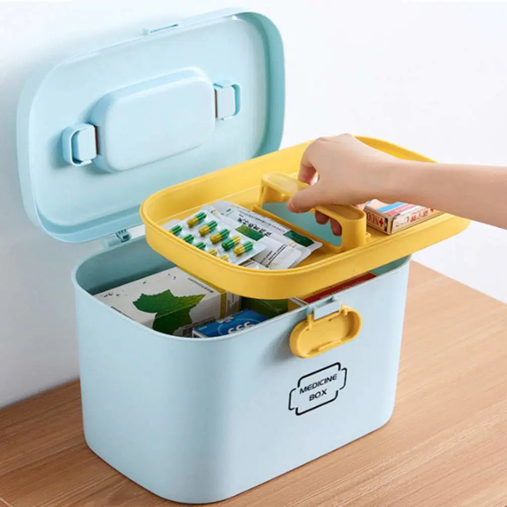 First Aid Kit Case Medicine Storage Box with Divided Compartments Family Emergency Kit for for Home