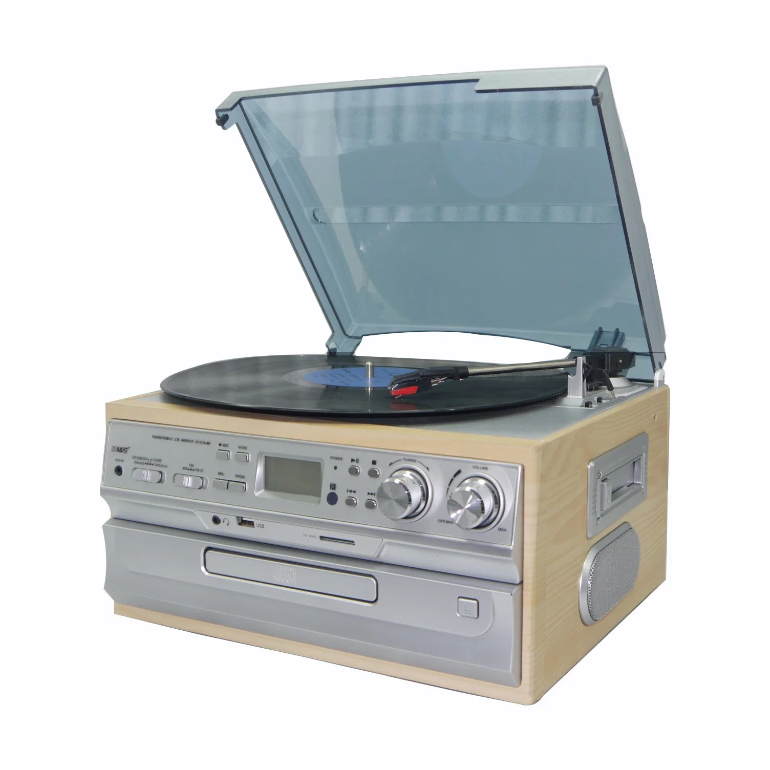 Multiple Record Player Vintage Turntable CD Record Cassette Radio Player