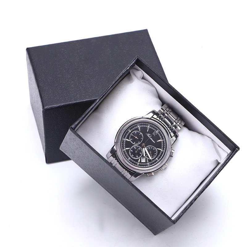 Papier d'art Kraft noir de luxe élégant et de haute qualité avec logo personnalisé Boîte d'emballage pour une seule montre boîte d'emballage cadeau importante