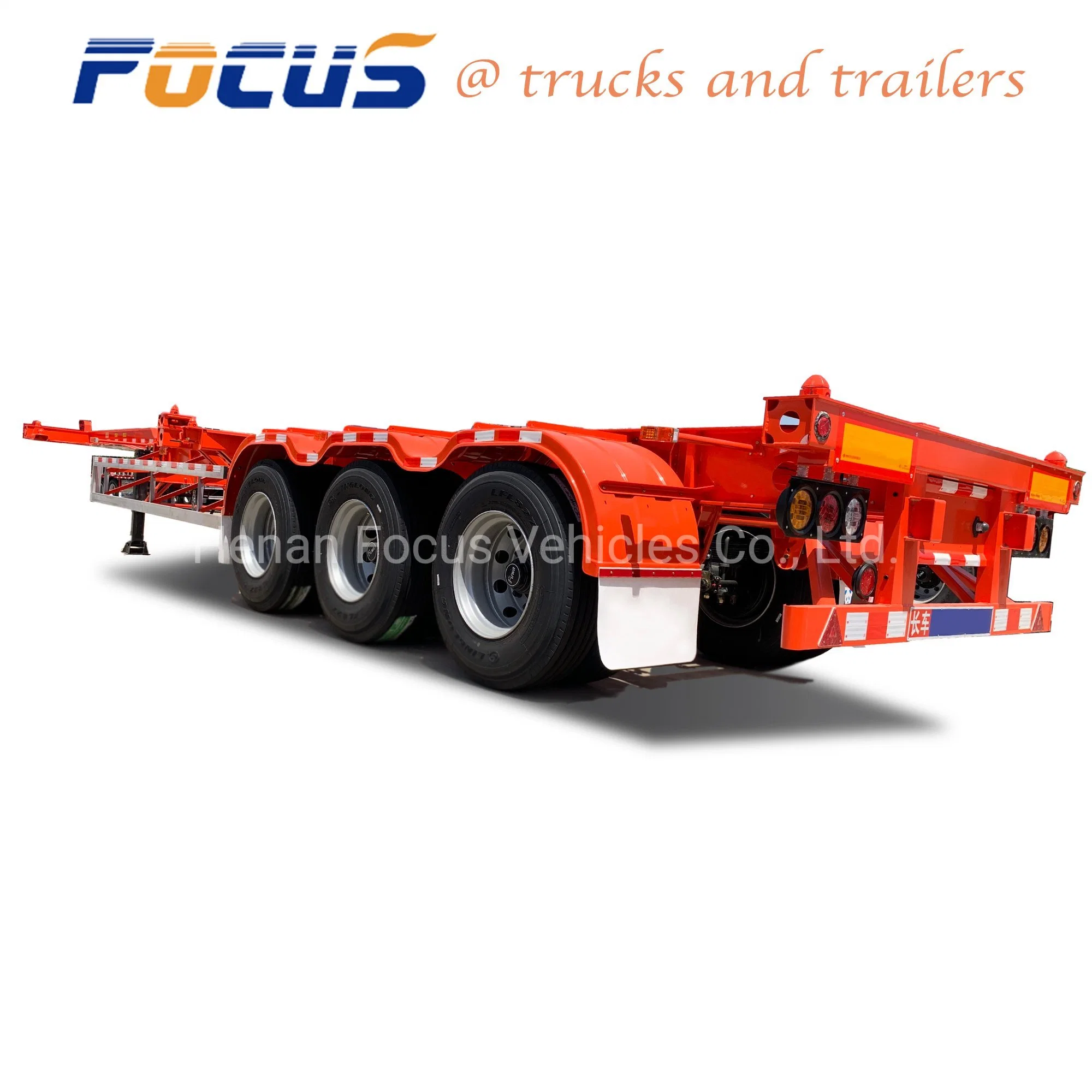 2+1 Axle Skeleton Container Frame Trailer with Liftable Front Axle