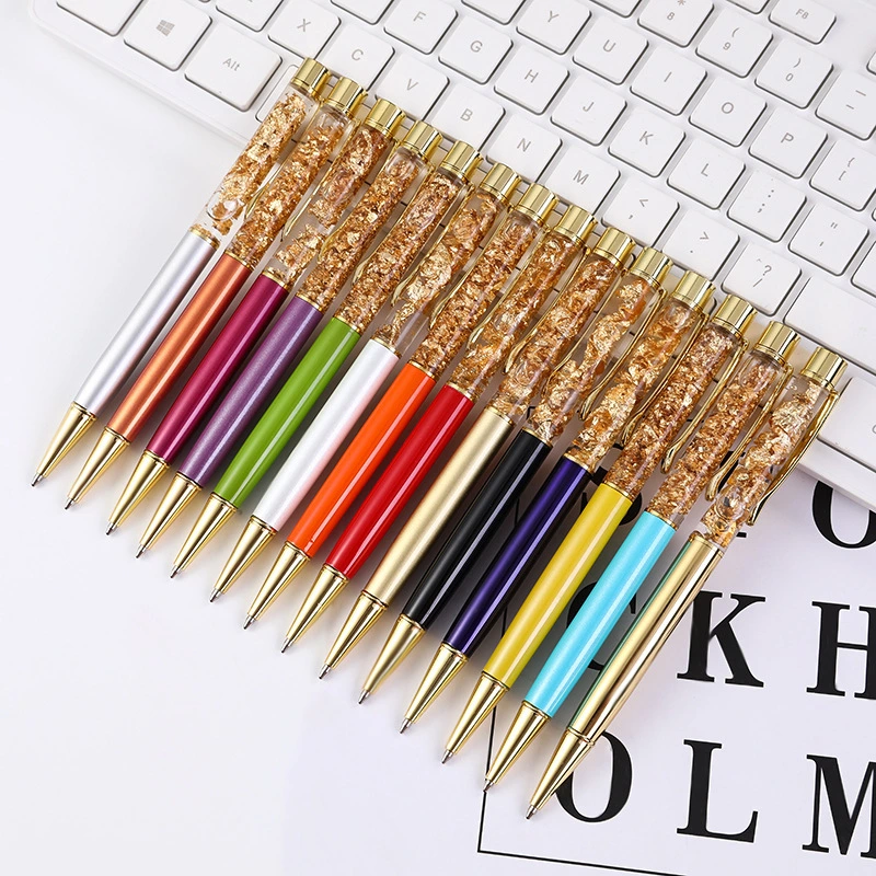 Metal Gold Foil Ball Pen Creative and Exquisite Liquid Gift Ballpoint Pen