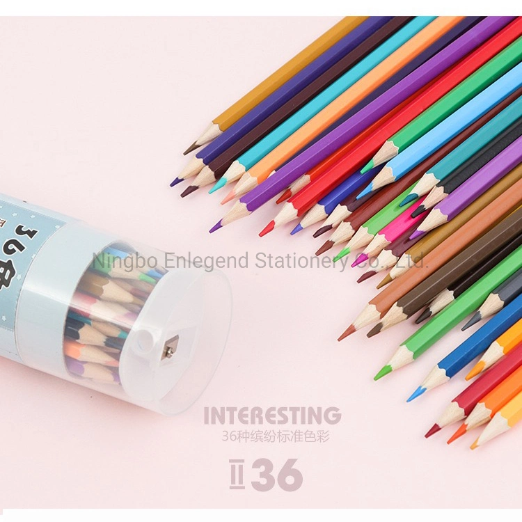 36 lápis de cor de madeira artística com afiador de lápis.