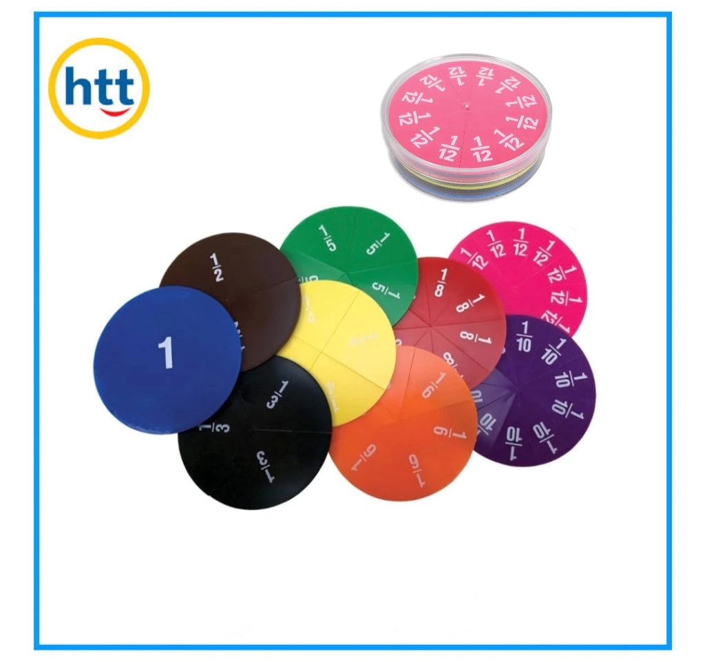 Educational Math Toy Rainbow Round Fraction Circles