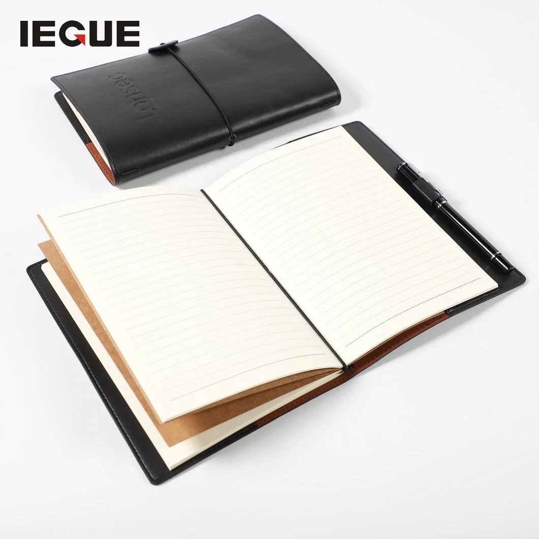 Custom Promotion A5 Leather Deboss Logo Business Journal Notebook with Pen