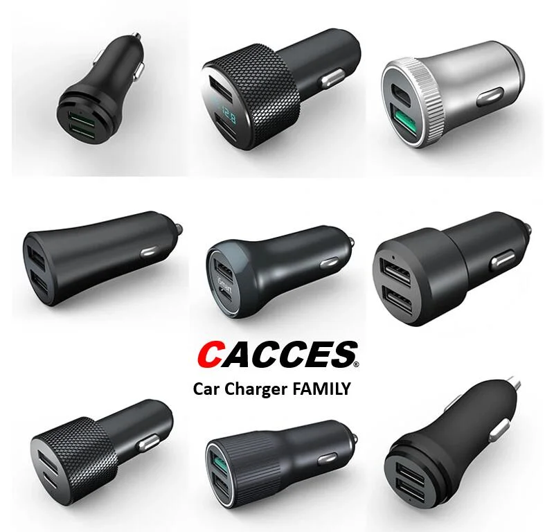 USB-Kfz-Ladegerät, zweifach, QC3 Anschlüsse, 36W/5A (ganz Metall) Digital Fast Car Charger Mini Zigarette USB Adapter Mini Auto Ladegerät Schnellladung kompatibel mit allen Smartphone