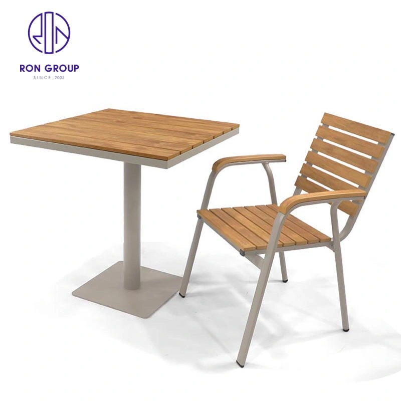 10% Rabatt Beliebte Outdoor Restaurant Tisch Aluminium Rahmen mit Kunststoff Wood Square Esstisch