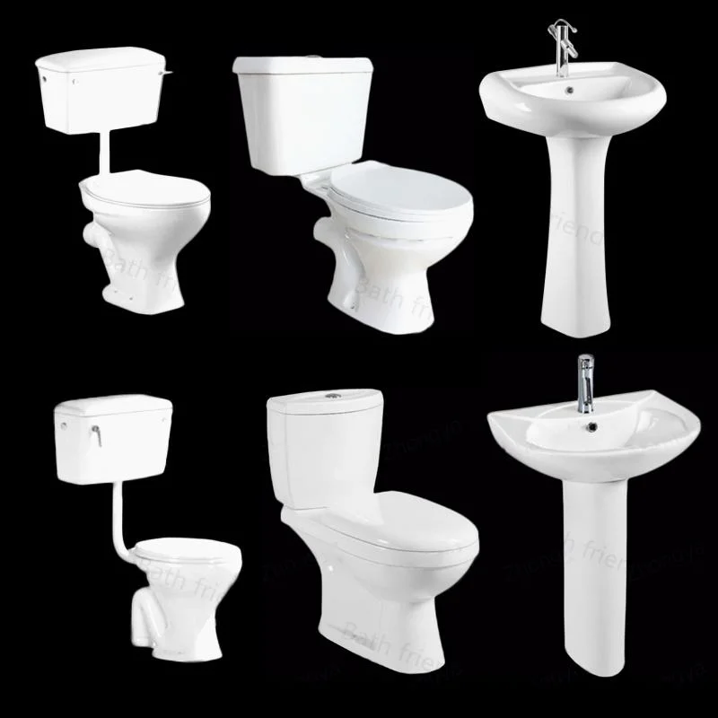 Africa Water Inlet Flushing Washdown S Trap 250mm Closet Commode Toilet and Basin Suit Ceramic Bathroom Fittings Accessory Towel Rack Tissue Holder Set