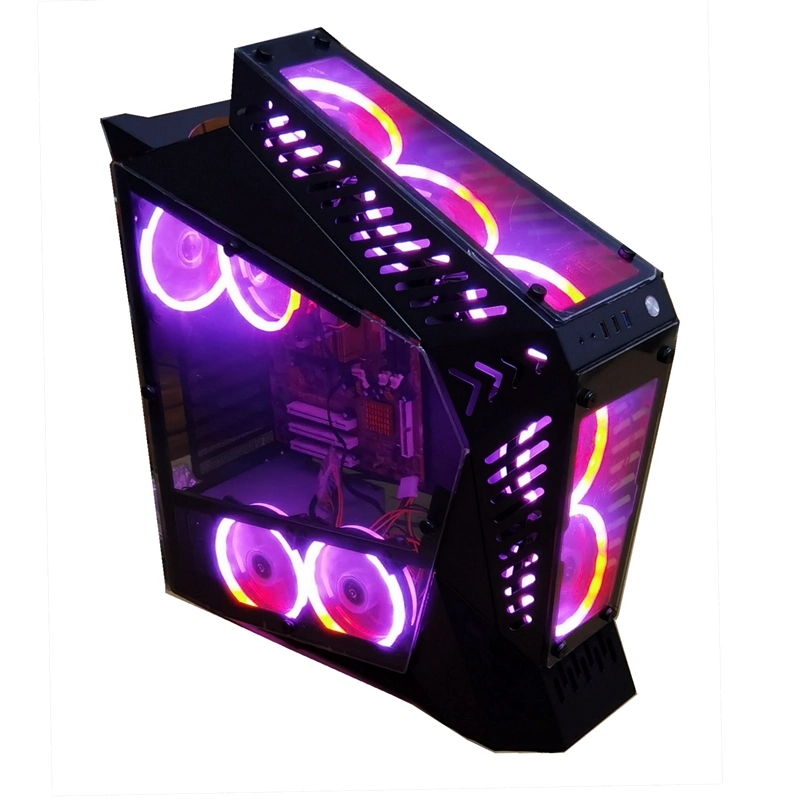 Table PC Computer Gaming Case ATX MID Tower Hot Sale Cool Gaming Case Computer Parts Computer PC Case with Unique Design, RGB Fans, Liquid Cooling